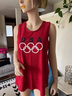 Team USA Olympic Games Heather Red Graphic Tank Top Size M
